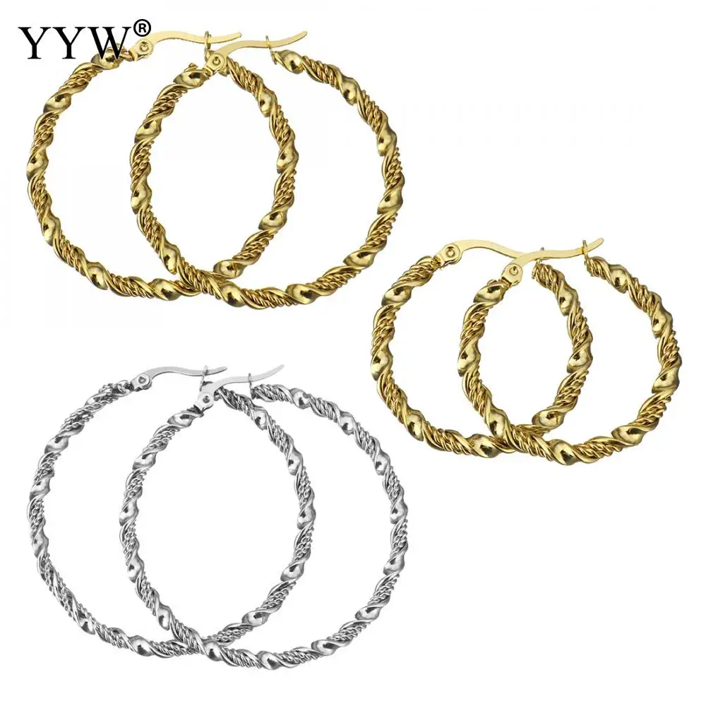 

Stainless Steel Hoop Earring for Women Gold Color 30mm 40mm 50mm Earrings brincos Fashion Jewelry pendientes mujer moda 2018