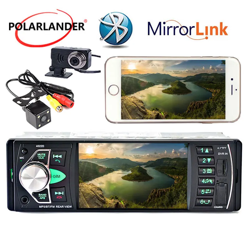 Автомагнитола 4 1 дюйма с зеркальным соединением для телефона Android Full HD экран Bluetooth