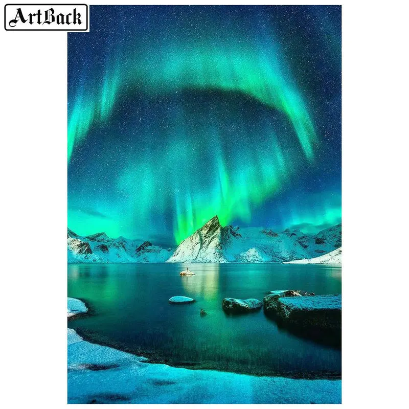 

5d diy diamond painting aurora borealis scenery 5d full drill square diamond embroidery crystal mosaic wall decoration
