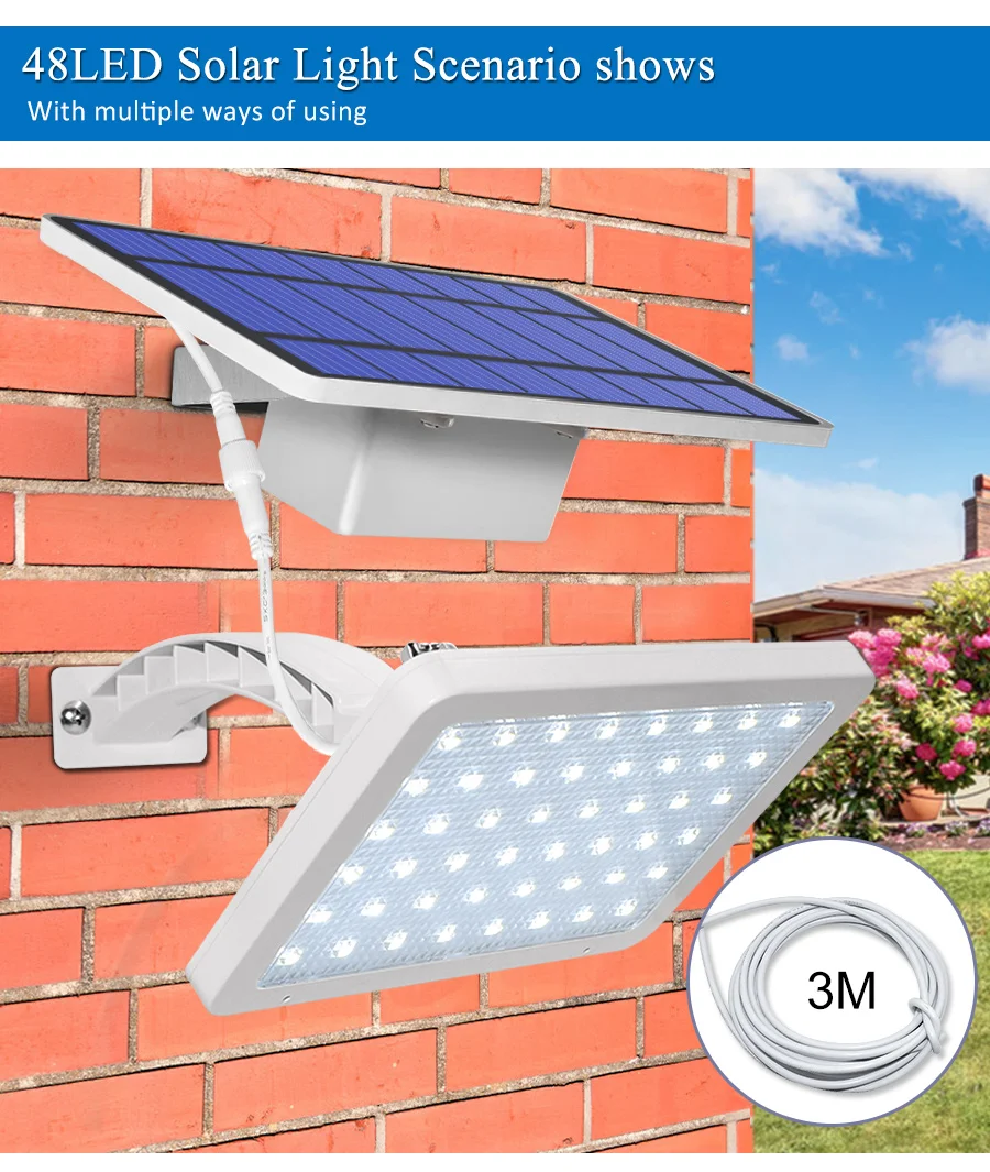 48 leds Solar Light Super Bright Adjustable Lighting Angle Outdoor Solar Garden Lamp Waterproof Lighting For Wall Yard Street