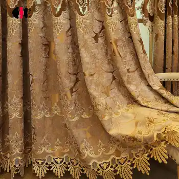 

European Florence Renaissance Classic Cappuccio Chenille Velvet Embroidered Curtains Villa Wedding WP325C