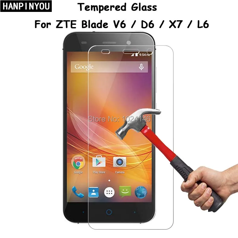 

For ZTE Blade V6 / D6 / X7 / L6 5.0" Clear Tempered Glass Screen Protector Ultra Thin Explosion-proof Protective Film +Clean Kit