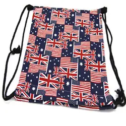 39x30 см забавные Harajuku милые ткань шнурок сумки холст Kawaii рюкзак для хранения 3d принт для женщин упаковка подарочный пакет Флаг Америки