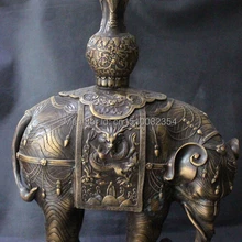 1" Китайский Чистая Бронзовый Благоприятный Слон Дракон Зун Ваза для цветов Бутылка Статуя