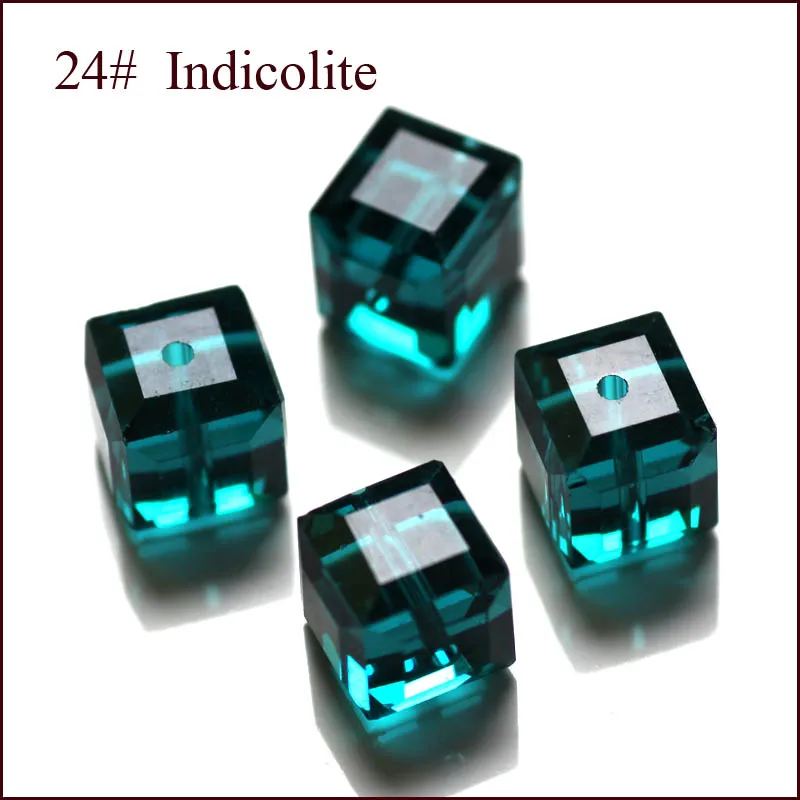 30fa 100 шт./пакет куб широкий бусины в ювелирное дело многоцветные 4 мм 6 мм 8 мм кристалл бусины грановитая квадратной формы - Цвет: indicolite