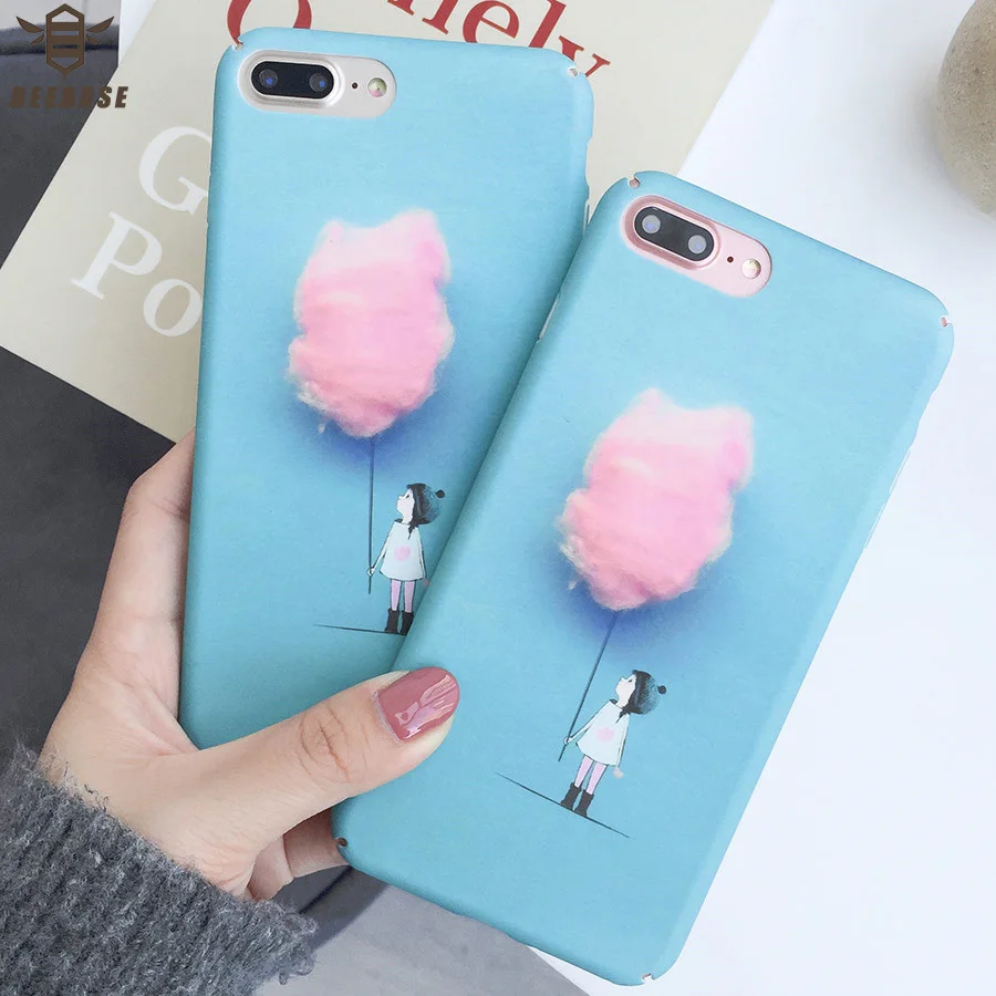 

BEEBASE Cartoon PC Hard Full phone case for iPhone X 8 7 6 6s Plus Cover Cute Funny blue Back Cover for iphone 7 8plus coque