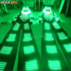 Одежда со светодиодами легкие костюмы светодиодный робот танцор костюм шлем светящиеся стилеты светодиодный одежда мужские костюмы для DJ