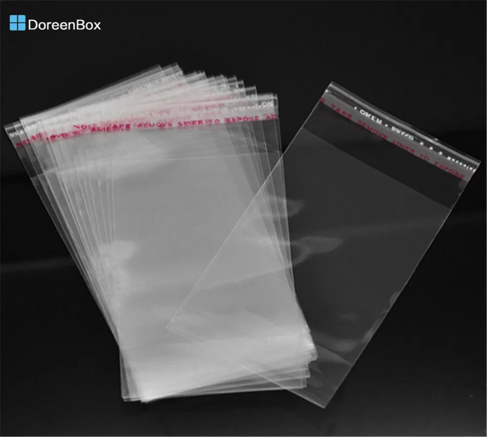 200 шт Doreen Box Самоклеющиеся пластиковые пакеты прозрачные для упаковки ювелирных