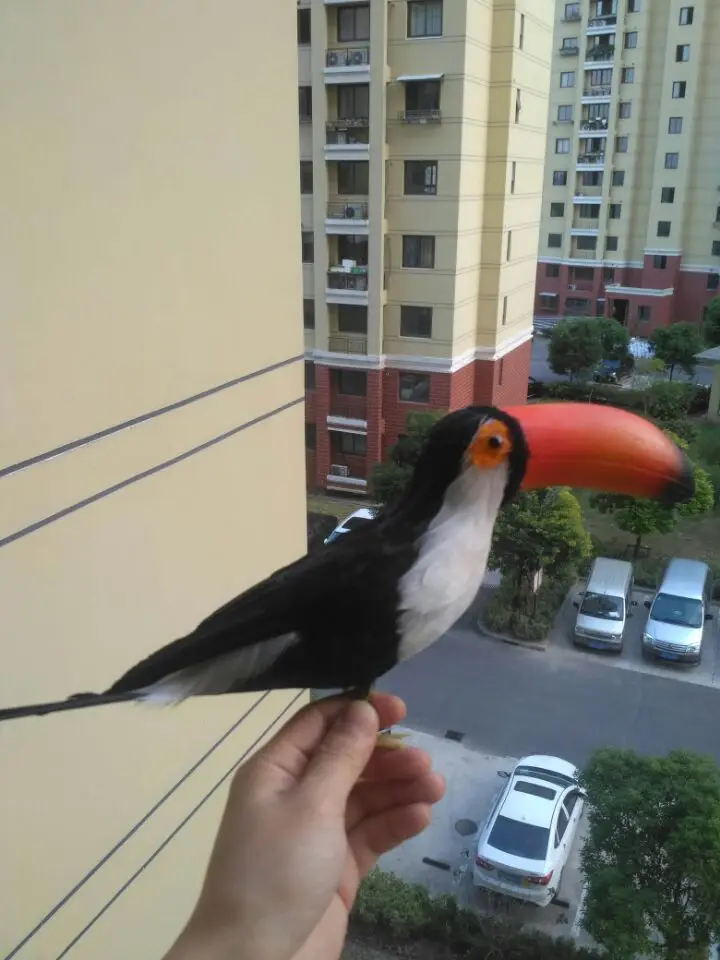 Креативная имитация toucan полиэтилен и меха черная кукла-Птичка в подарок около 42 см 2187