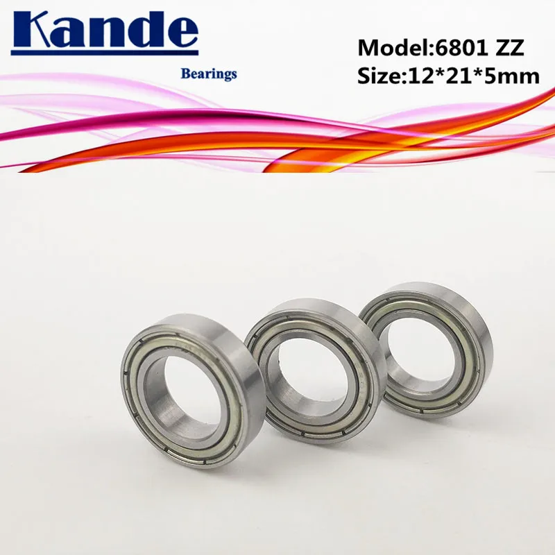 6801 ZZ ABEC-1 12x21x5 10pcs 6801ZZ Thin Section Deep Groove 6801 Ball Bearing 61801