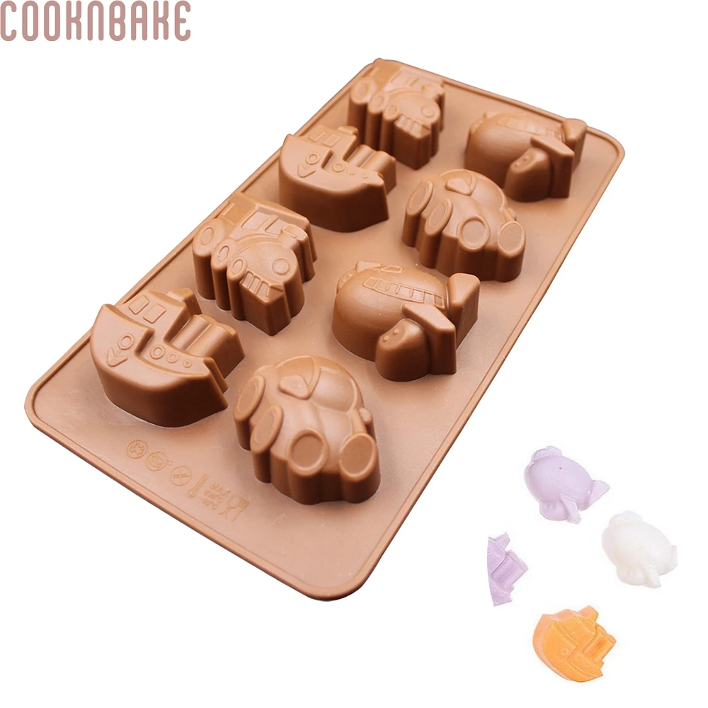 

COOKNBAKE DIY Cake Baking Tools DIY Silicone Chocolate mold 8 lattices Vehicle Car Ferry design candy Mold SICM-008-7