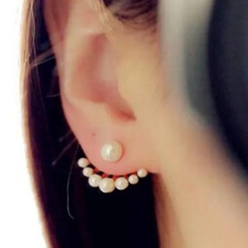 

Fashion Women's Front & Back Earrings Post-hanging Earrings Simulated Pearl Statement Stud Earrings Ear Clips For Women Jewelry