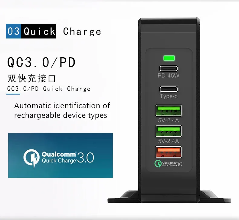 Cena Ładowarka biurkowa PD75W ładowarka sieciowa QC3.0 szybka ładowarka do laptopa Tablet telefon bezprzewodowy bezprzewodowe ładowanie Huawei xiaomi