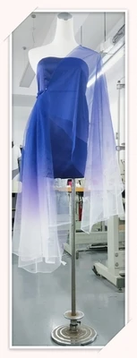 Темно-синяя расшитая бисером жемчужная сетка разноцветная Радужная кружевная ткань Марлевое градиентное детское платье скатерть занавески аксессуары для шитья