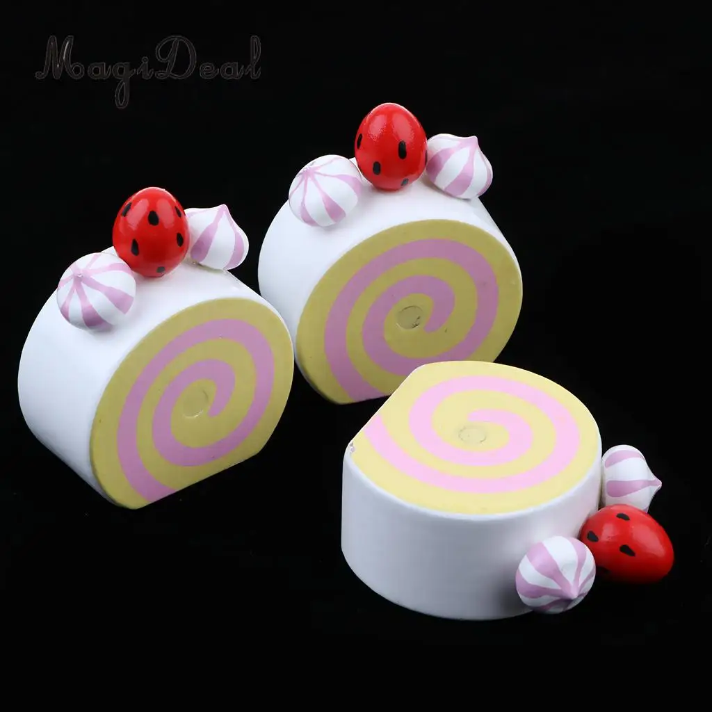 Simulation Wooden Bithday/ Strawberry Cake Kids Food Pretend Cutting Toy Girls Birthday Gift