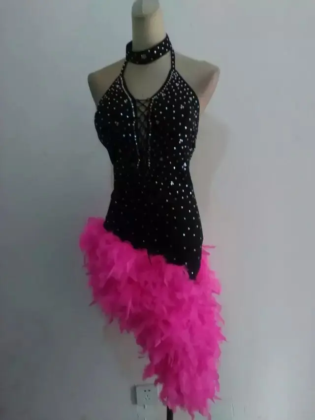 New style Latin dance costume sexy diamond Feather latin dance