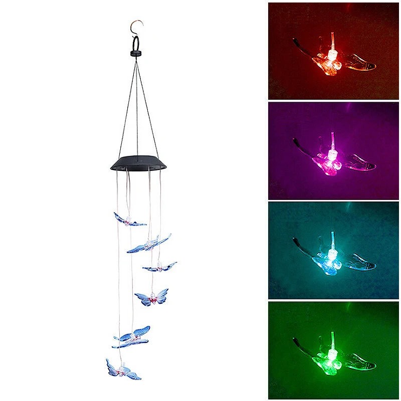 

Color Changing Solar Mobile Wind Chimes Butterfly Lights Hanging Wind Bell Light Night Hanging lamp Patio Outdoor Garden Light