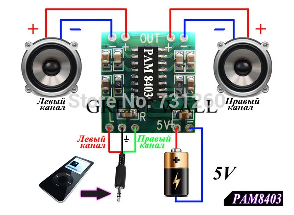 50 шт. tenstar Robot PAM8403 плата модуля 2*3 Вт Класс D Цифровой усилитель доска эффективный 2,5 до 5 В USB источник питания