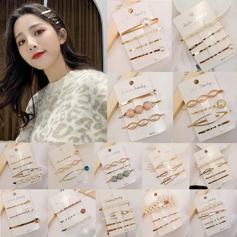 

1 Set Women Metal Alloy Hair Clips Wavy Spiral Bobby Pins Faux Pearl Crystal Beaded Jewelry Hairpins Fancy Sweet Girls Barrettes