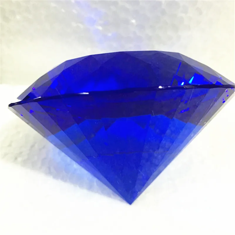 

120mm Blue Shining Crystal Diamond Paperweight Crystal Souvenir For Wedding Decor Sweet Gift For Lovers 1pcs Multifaceted