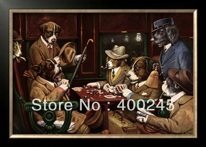 

dog oil painting abstract oil painting animal Home Decor. His Station and Four Aces by C. M. Coolidge Hand painted High quality