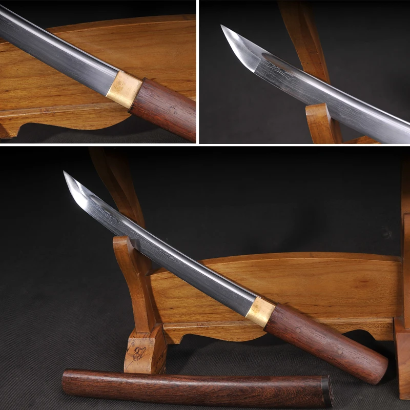 

Handmade Japanese sword Damascus Folded Steel TANTO SWORDS&SHIRASAYA Full tang blade Functional real katana