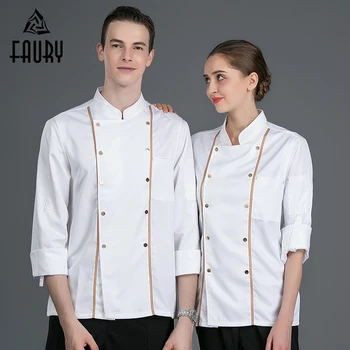 

Professional Restaurant Top Chef Kitchen Cook Work Jackets Unisex Mesh Patchwork Adjustable Long Sleeve Double Breasted Uniforms