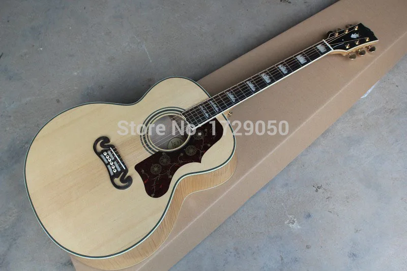 

Chinese Factory Custom Nature Solid Spruce Top Tiger Flame Maple Side & Back J 200 with Fishman Pickup Acoustic Electric Guitar