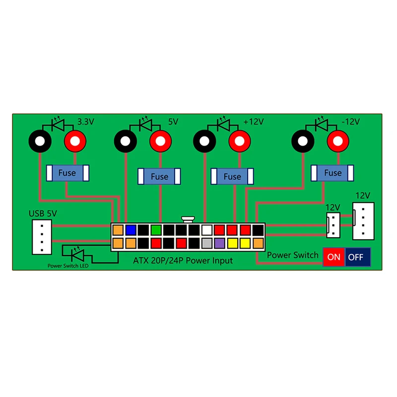 Электрическая цепь 24 контакта ATX настольный компьютер блок питания коммутационная плата модуль Штекерный разъем постоянного тока с USB 5 в порт