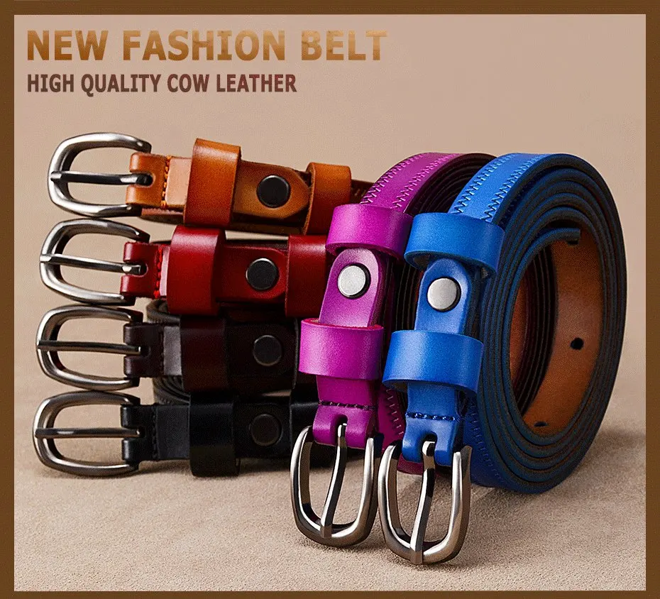 designer belts women Narrow genuine leather belts for women Fashion Pin buckle waist belt female for jeans Cow skin girdle for dresses width 1.35 cm pink belt