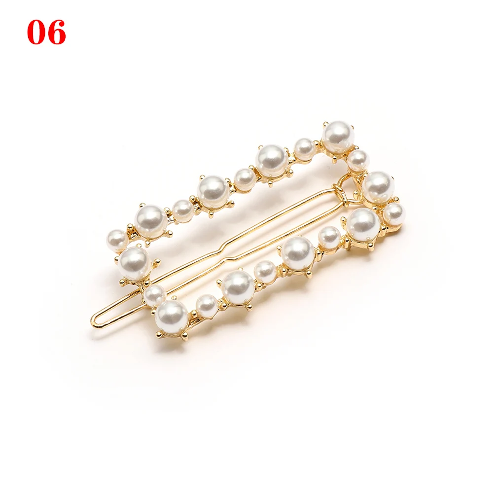 1PC Fashion Pearl Hair Clips Geometric Irregularity Hairpins Lady Simple Metal Barrettes Hair Styling Tools Accessories - Цвет: 06