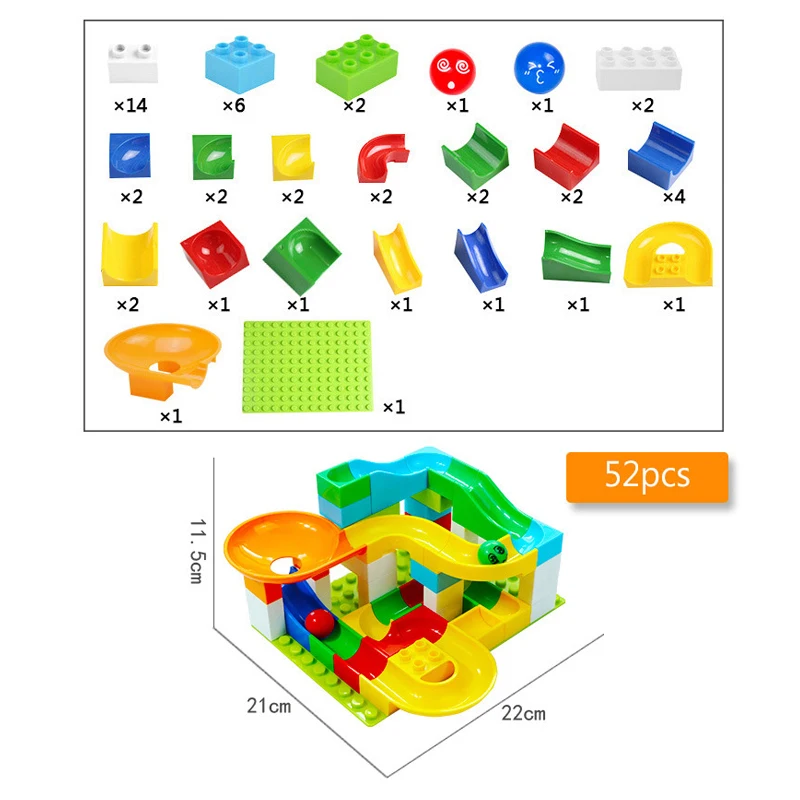 52-296 шт мраморный трек бегать лабиринт мяч трек строительные блоки пластиковая воронка горка большой размер кирпичи совместимый блок