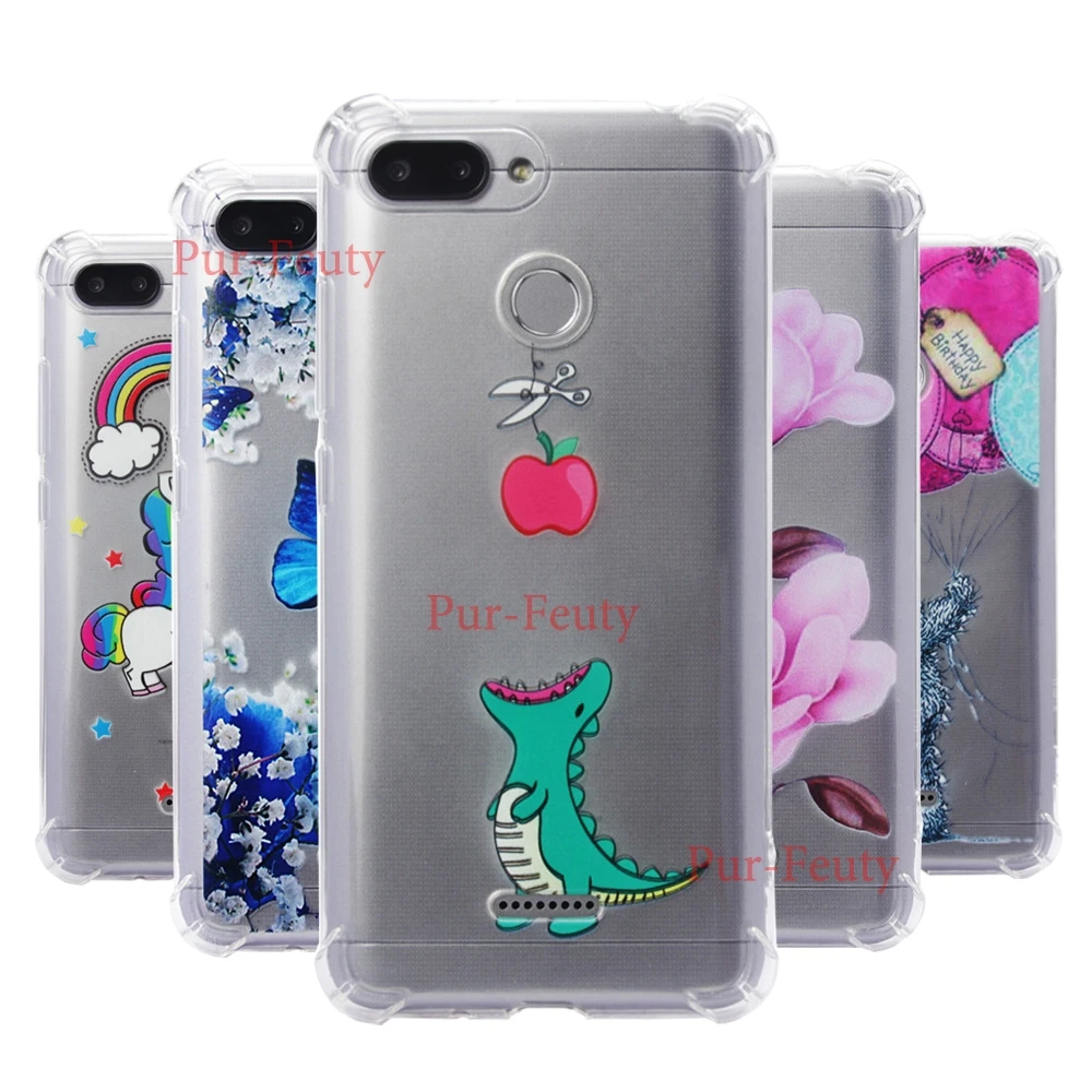 

Case For Xiaomi Redmi 6 Cell phone Cute Pattern Transparent Soft Silicone TPU Cover For Xiao mi Red Redmi6 M1804C3DE M1804C3DT