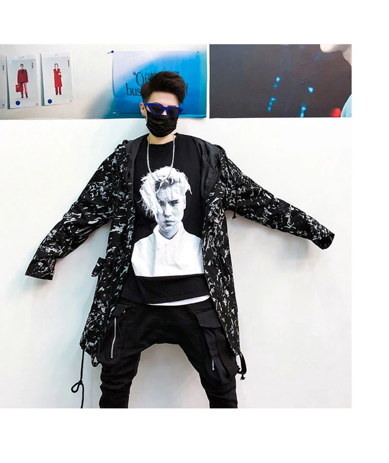  Retro Vintage Print Long Windbreaker Jacket Fashion High Fashion  (7)