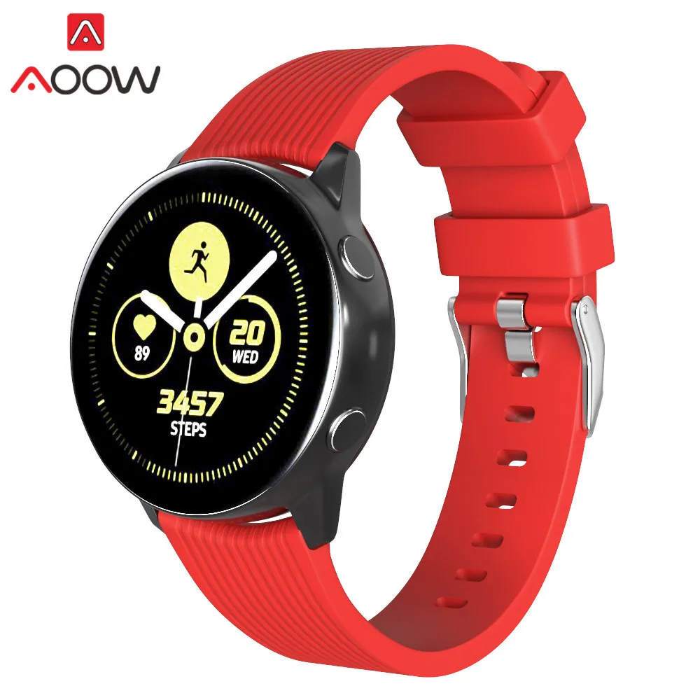 20mm 22mm Silicone Watchband for Samsung Galaxy Watch Active 42mm 46mm Rubber Bracelet Band Strap for Gear S2 S3 SM-R800 SM-R810