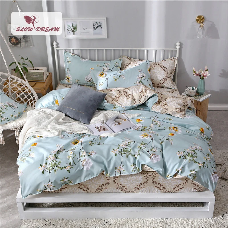 SlowDream Pattern Bedding Set 1 5 1 8m Bed Fitted Sheet Double Elastic Sheet Bedspread Duvet