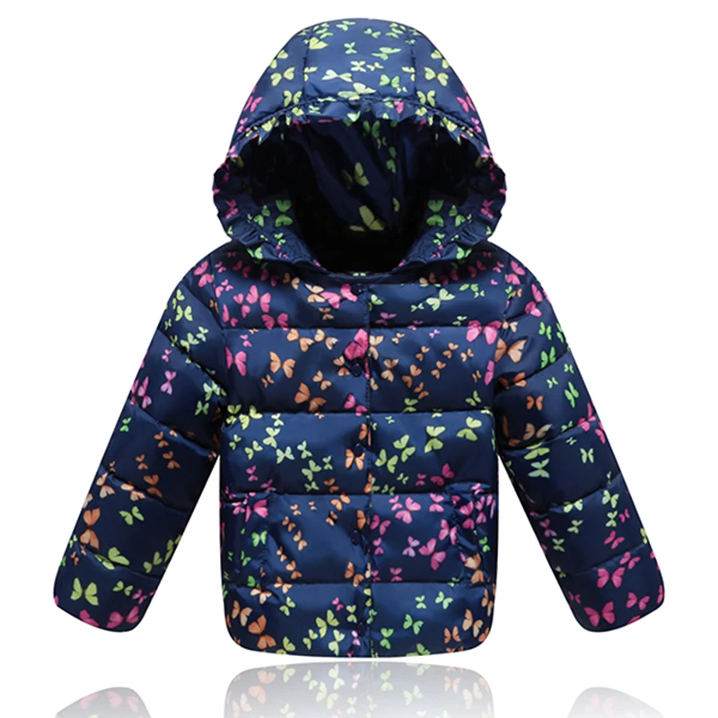 

New Children Winter Thick Duck Down Jacket For Girls Outerwear Warm Hooded Collar Girl Winter Coats Print Down & Parkas