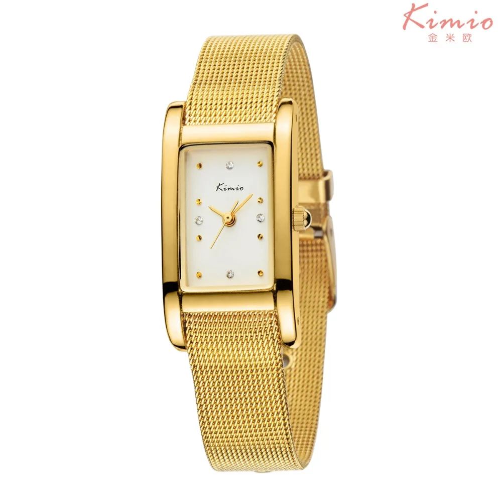 

Kimio watch women Gold mesh luxury brand ladies analog quartz-watch Rhinestones crystal Wrist watches for women montre femme