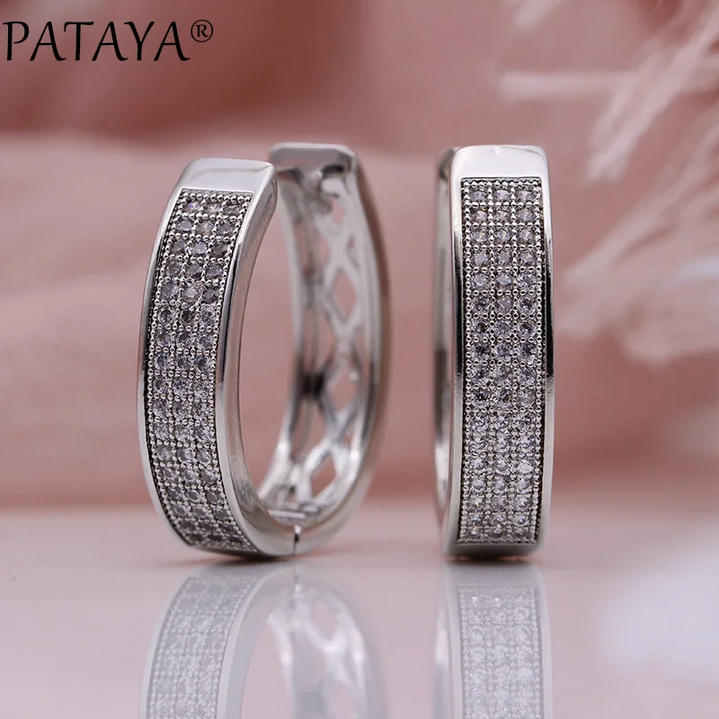 Серьги PATAYA круглые овальные серьги с большим кольцом белые золотые женские