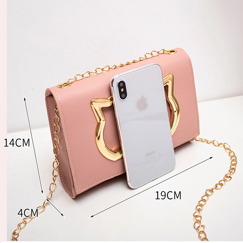 Brand Fashion Cute Cat Messenger Bag for Women Chain Sling Shoulder Pouch Female Lady Crossbody Bags Teenage Girls Handbags