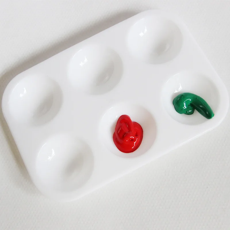 Paleta De Pintura Blanca Rectangular 6 Pozos Para Acuarela | Meses Sin