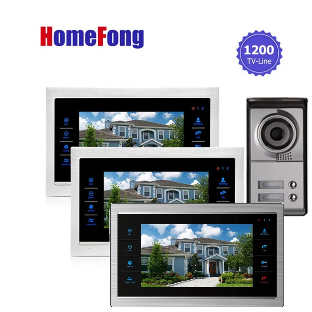 

Homefong 2 Apartment/Family Video Door Phone Intercom System 1 Doorbell Camera with 2 button 3 Monitor Waterproof