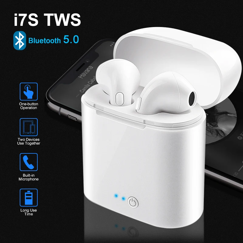Беспроводные bluetooth наушник i7s TWS спортивные наушники гарнитура с микрофоном для