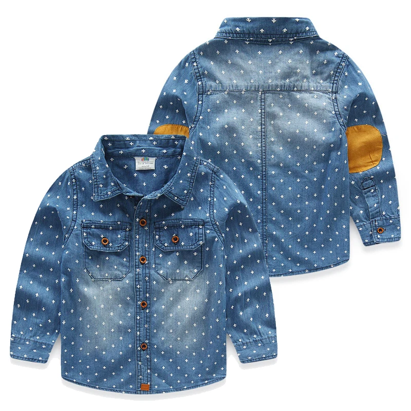 WENDYWU/джинсовые рубашки для маленьких мальчиков детская блузка с длинными рукавами модные детские рубашки на весну-осень Повседневная рубашка одежда для детей