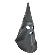 Искусственная кожа конический капюшон Хэллоуин маска с открытыми глазами и ртом кудрявый ку-клукс-клан демон ролевые игры Фетиш Gimp костюм
