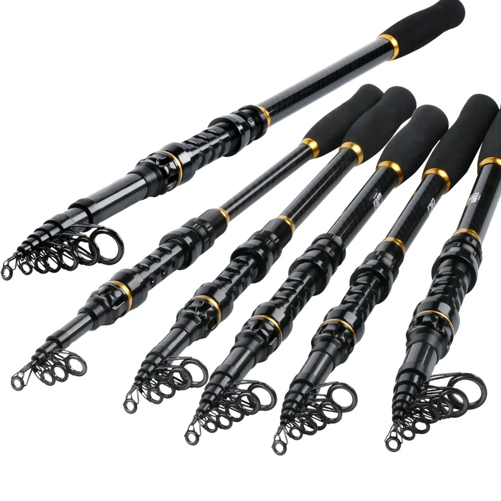 

TROUTBOY Black Warrior Fishing Rod - 24 Ton Carbon Fiber Ultra Light Portable Telescopic Fishing Pole Fishing Tackle