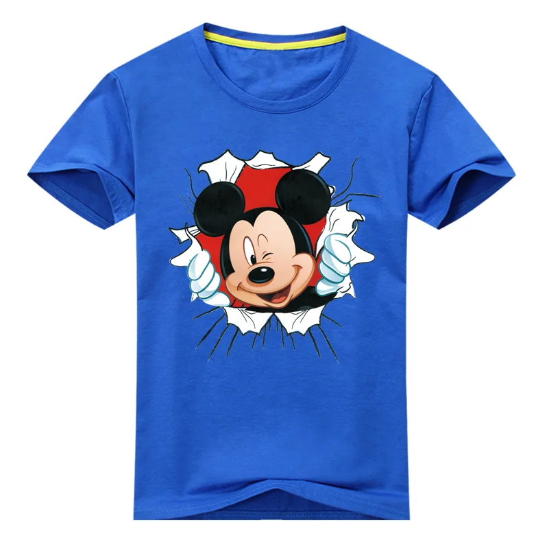 Г. летние шорты рукавом 3D Микки печати футболки для мальчика Хлопковые футболки детские футболки с круглым вырезом костюм DX012 - Цвет: Type2 Blue