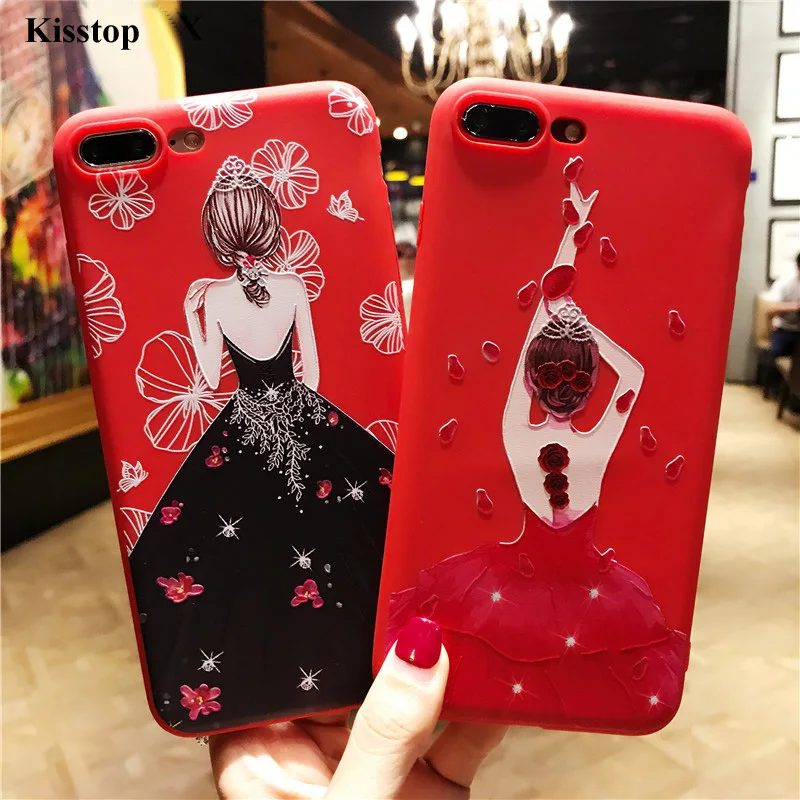 Чехол Kisstop для iPhone 6 6s мягкий чехол из ТПУ с 3D рельефным цветком телефона задняя