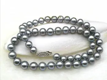 

stunning 9-10mm natural south sea grey pearl necklace 18''