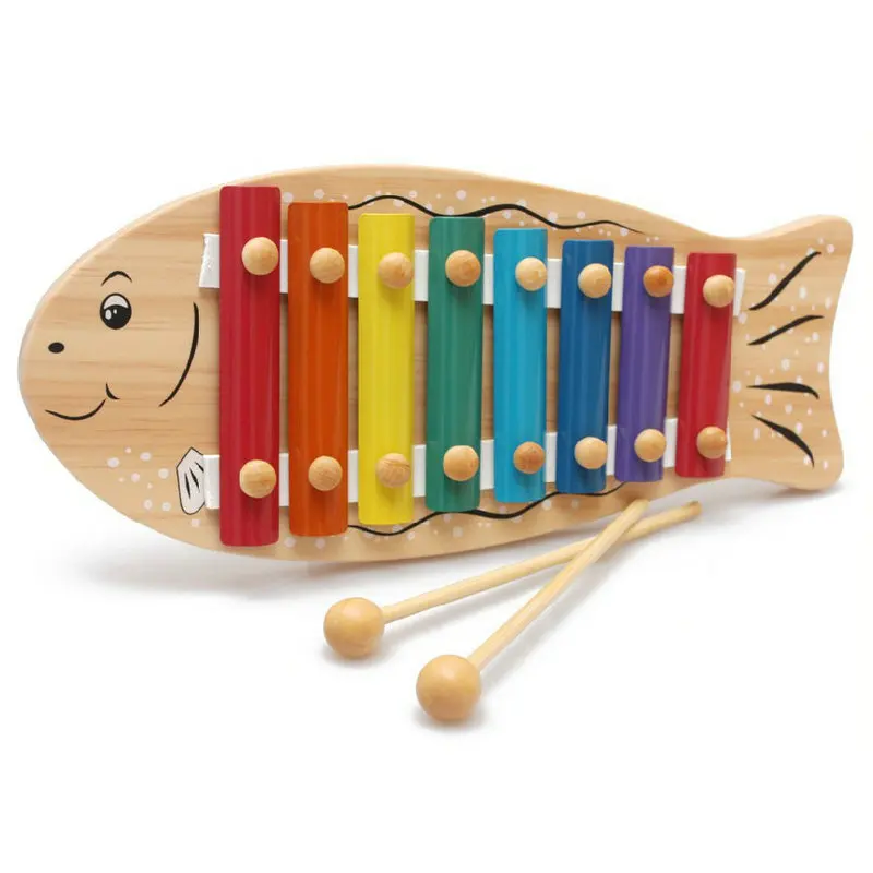 Детские рыбий формы ксилофон инструменты игрушки детские деревянные музыкальные игрушки Образование по методу Монтессори ресурсы Дети ксилофон мусика игрушка